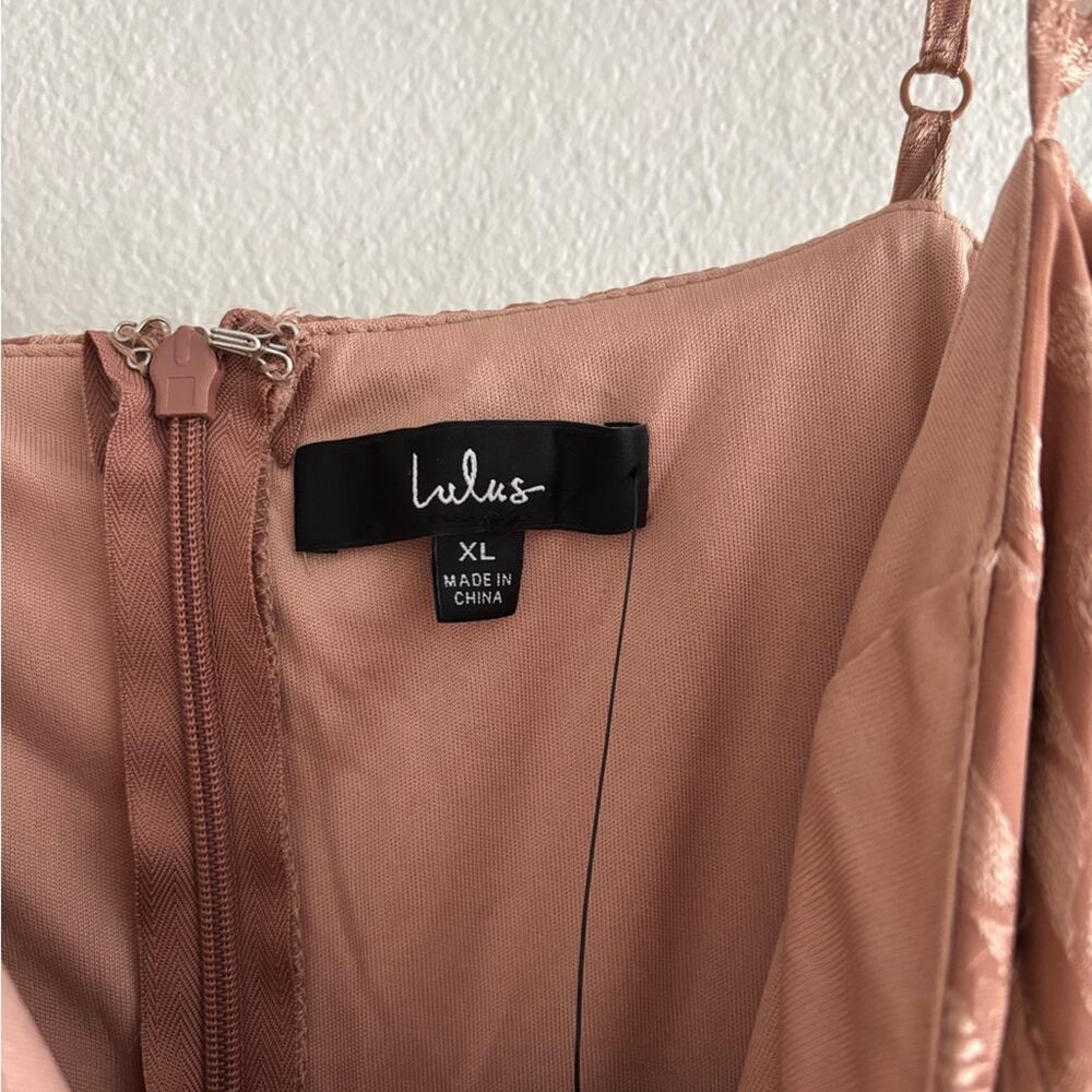 Lulus Dusty Pink Floral Bustier Tiered Side Slit Maxi Dress XL - Picture 8 of 8